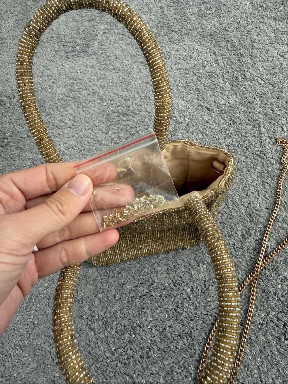 Anthropologie Gold Beaded Mini Evening Purse - Picture 3 of 6